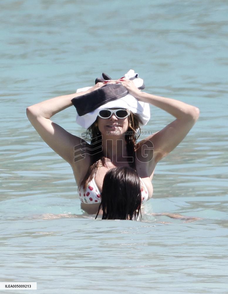 Heidi Klum, Tom Kaulitz and Bill Kaulitz in St Barths - France