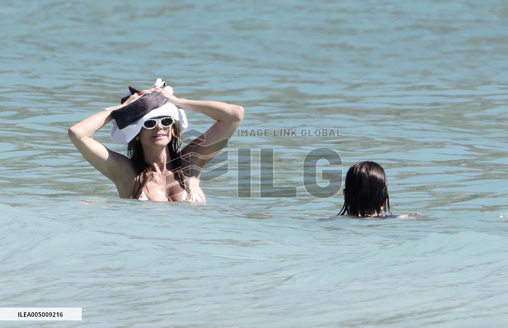 Heidi Klum, Tom Kaulitz and Bill Kaulitz in St Barths - France
