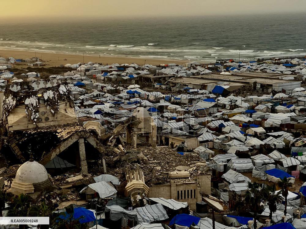 Gaza Seaport Storm Makeshift Tents