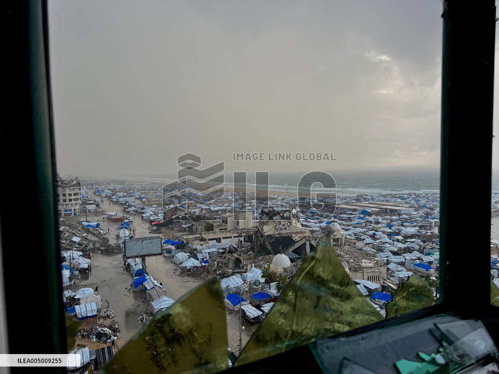 Gaza Seaport Storm Makeshift Tents