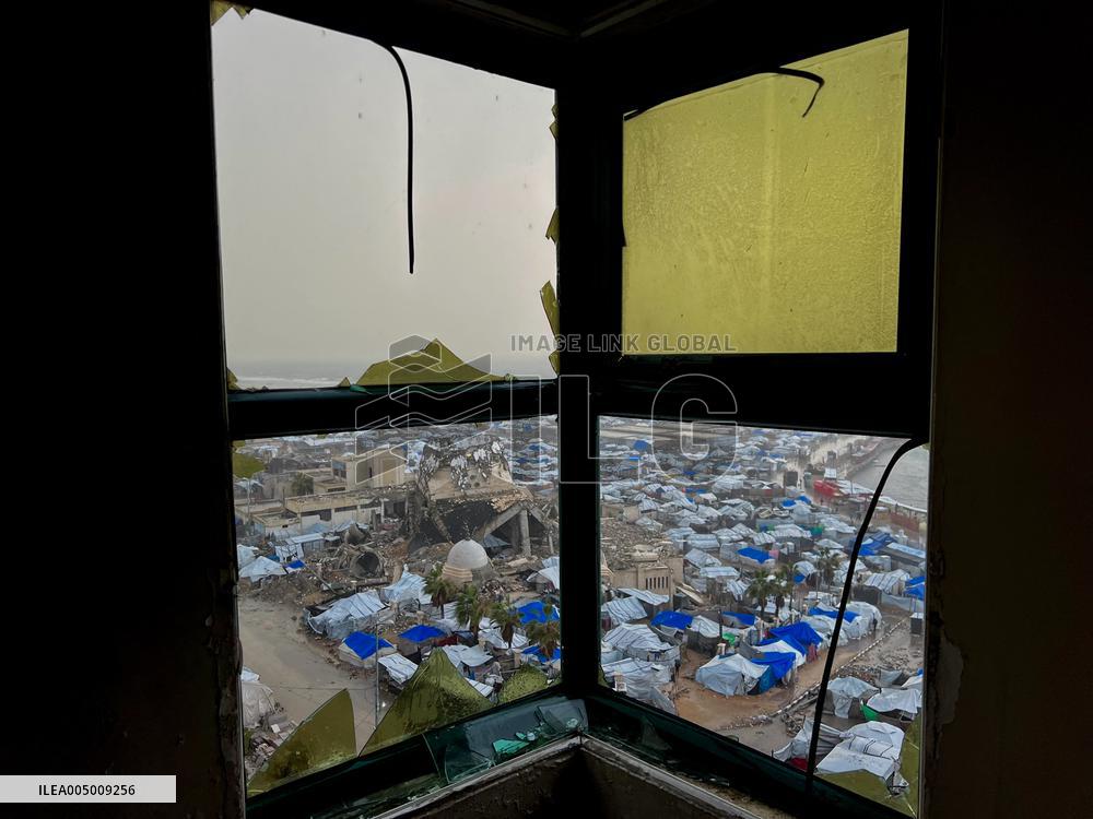 Gaza Seaport Storm Makeshift Tents