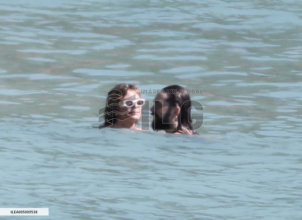 Heidi Klum, Tom Kaulitz and Bill Kaulitz in St Barths - France