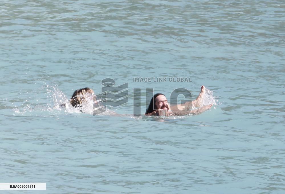 Heidi Klum, Tom Kaulitz and Bill Kaulitz in St Barths - France