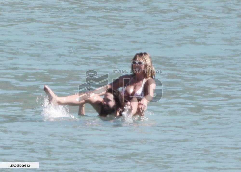 Heidi Klum, Tom Kaulitz and Bill Kaulitz in St Barths - France