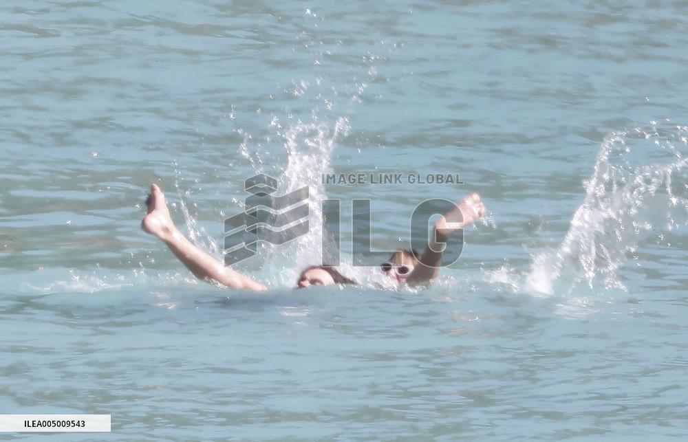 Heidi Klum, Tom Kaulitz and Bill Kaulitz in St Barths - France