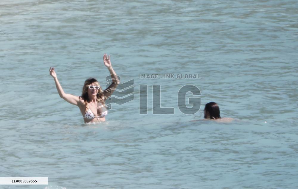 Heidi Klum, Tom Kaulitz and Bill Kaulitz in St Barths - France