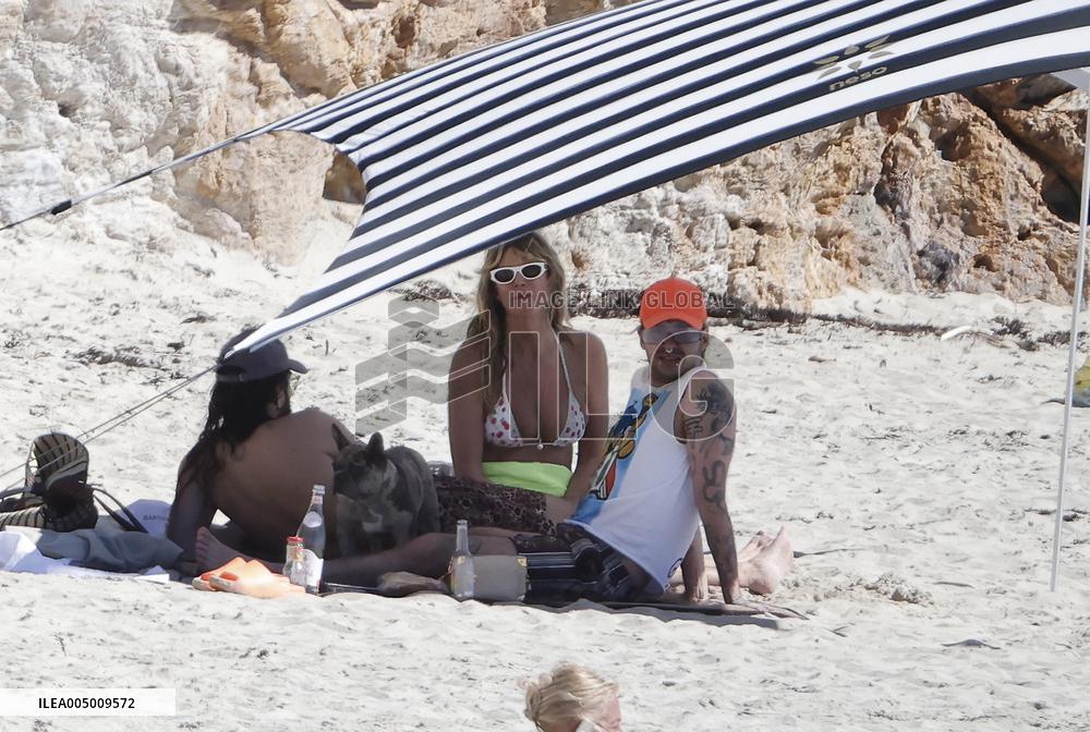 Heidi Klum, Tom Kaulitz and Bill Kaulitz in St Barths - France