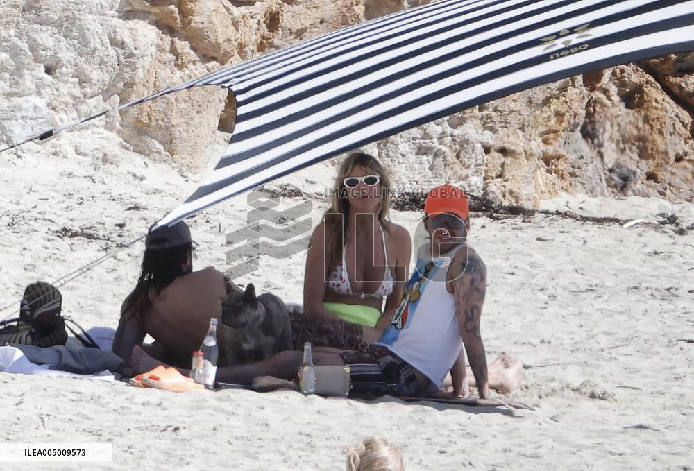 Heidi Klum, Tom Kaulitz and Bill Kaulitz in St Barths - France