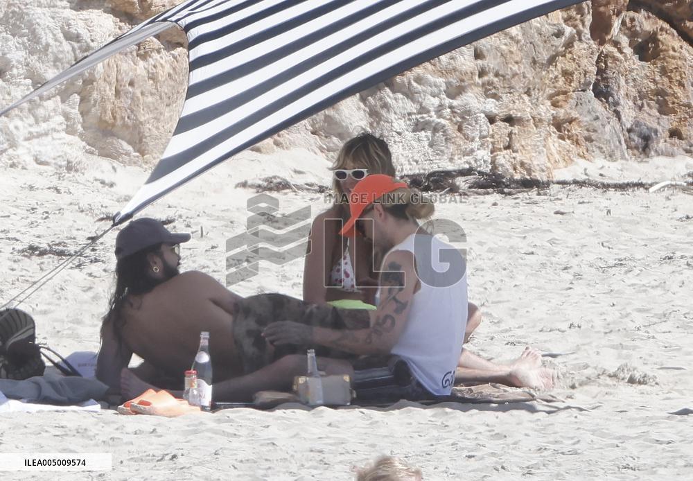 Heidi Klum, Tom Kaulitz and Bill Kaulitz in St Barths - France