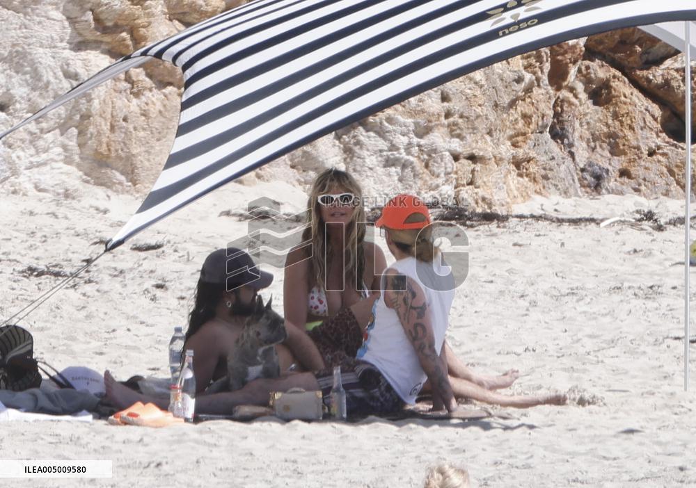 Heidi Klum, Tom Kaulitz and Bill Kaulitz in St Barths - France