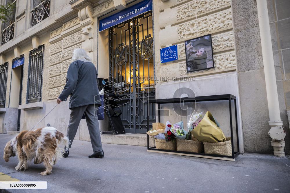 Flowers at Fondation Brigitte Bardot After Actress Death - Paris