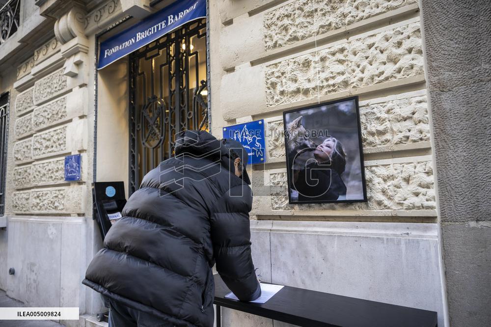 Flowers at Fondation Brigitte Bardot After Actress Death - Paris
