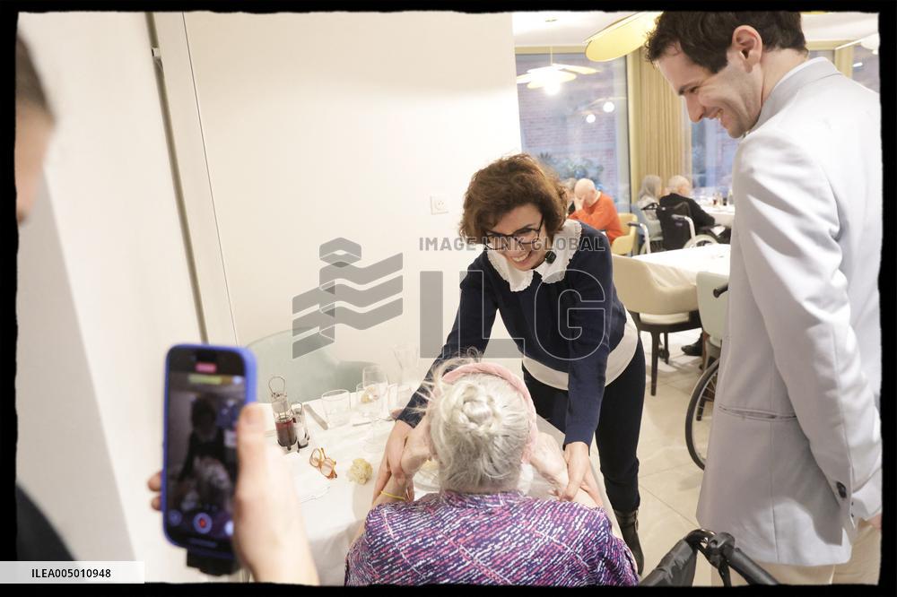 Exclusive - Rachida Dati At Jean Baptiste Carpeaux Retirement Home - Paris