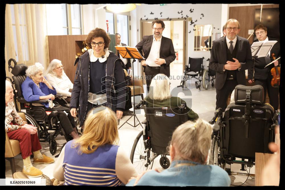 Exclusive - Rachida Dati At Jean Baptiste Carpeaux Retirement Home - Paris
