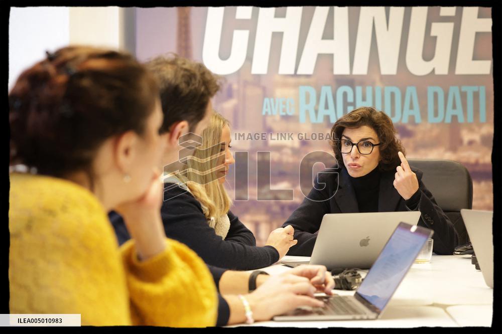 Exclusive - Rachida Dati At Campaign Headquarters - Paris