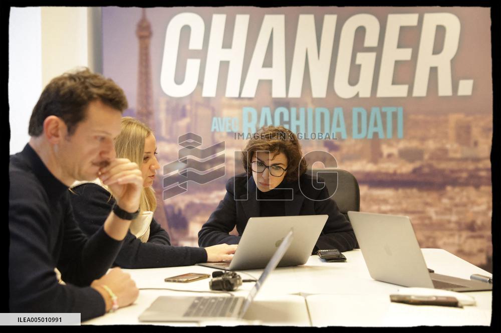 Exclusive - Rachida Dati At Campaign Headquarters - Paris