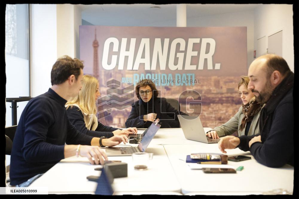 Exclusive - Rachida Dati At Campaign Headquarters - Paris