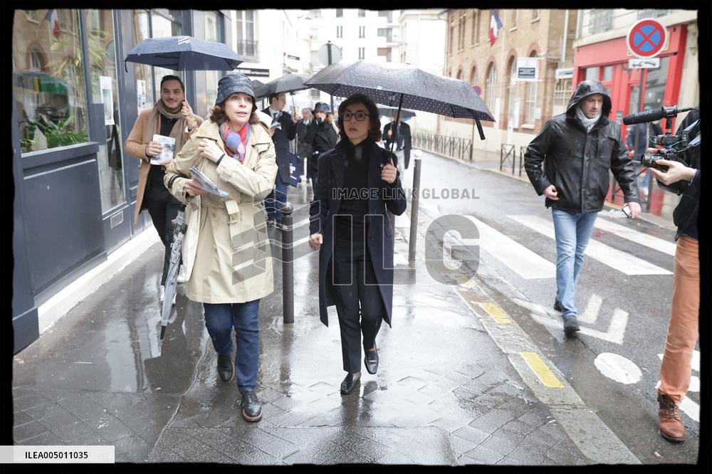 Exclusive - Rachida Dati At Monge Market Visit - Paris