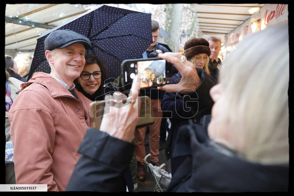 Exclusive - Rachida Dati At Monge Market Visit - Paris