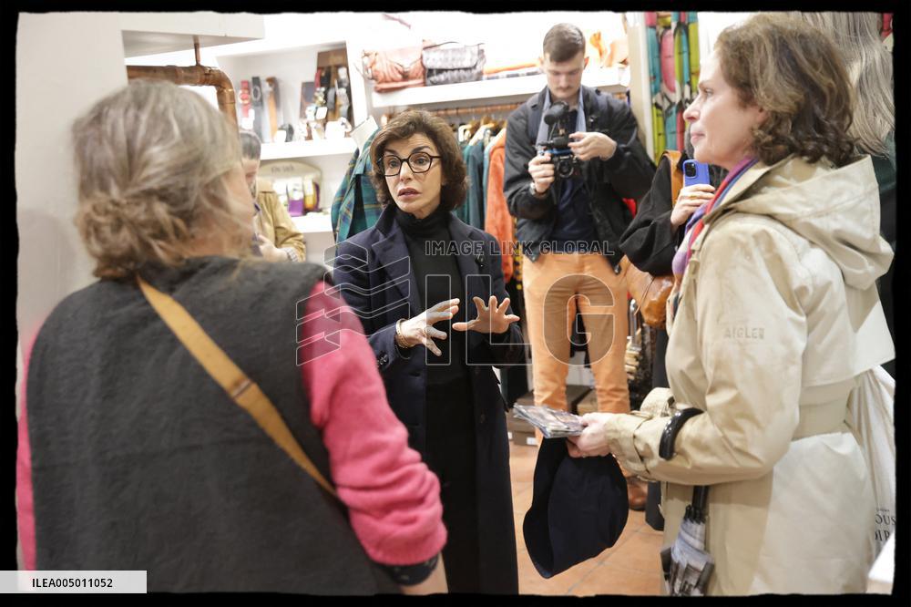 Exclusive - Rachida Dati At Monge Market Visit - Paris