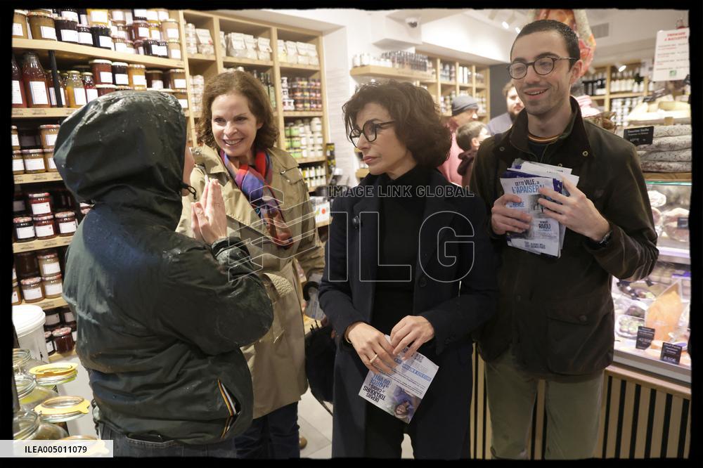 Exclusive - Rachida Dati At Monge Market Visit - Paris