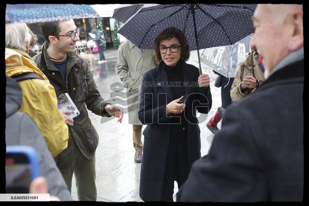 Exclusive - Rachida Dati At Monge Market Visit - Paris