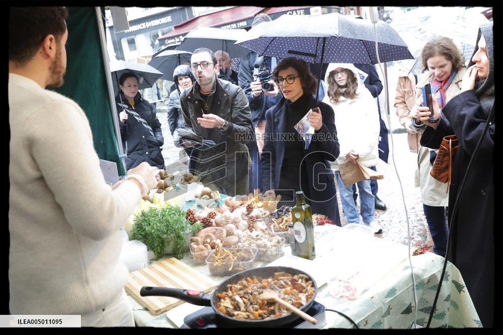 Exclusive - Rachida Dati At Monge Market Visit - Paris