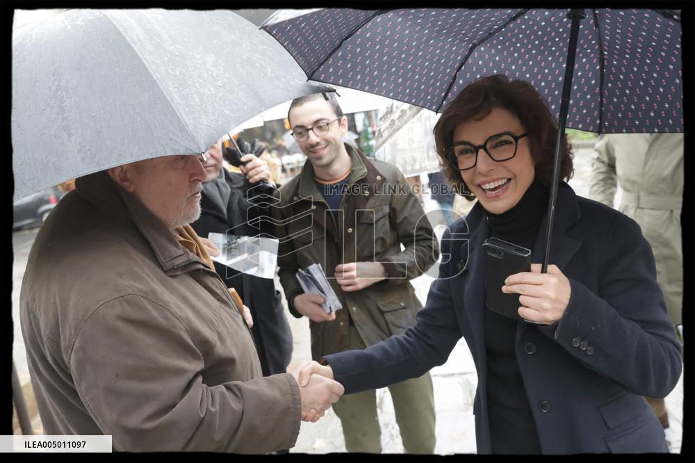 Exclusive - Rachida Dati At Monge Market Visit - Paris