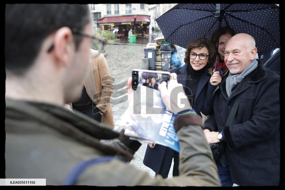 Exclusive - Rachida Dati At Monge Market Visit - Paris