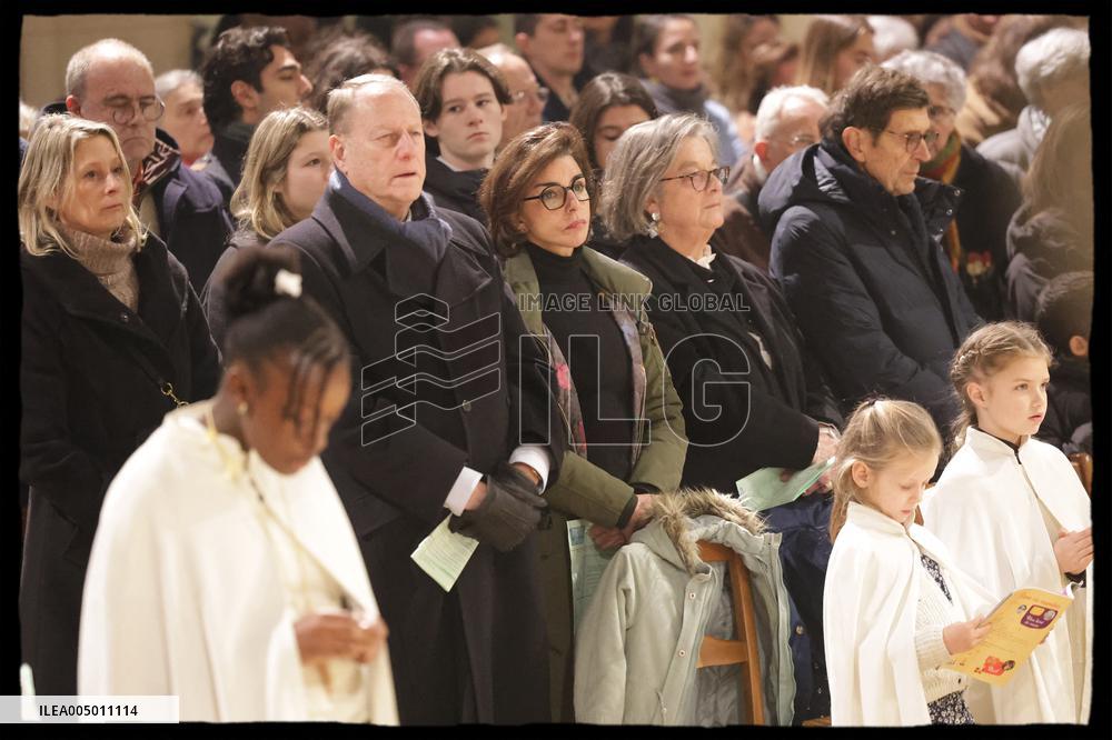 Exclusive - Rachida Dati At Christmas Family Mass - Paris