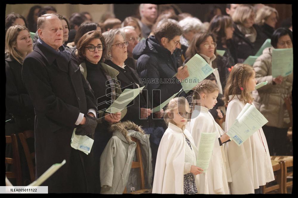 Exclusive - Rachida Dati At Christmas Family Mass - Paris