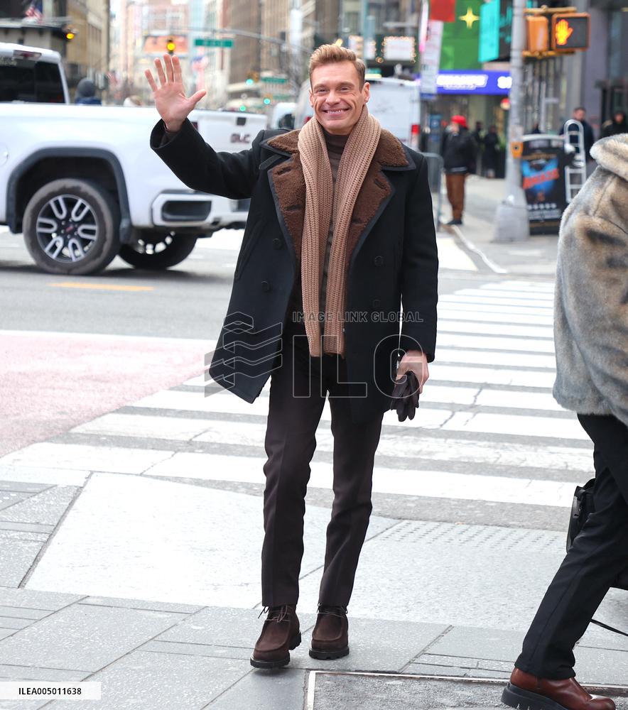 Rita Ora and Ryan Seacrest out in Times Square