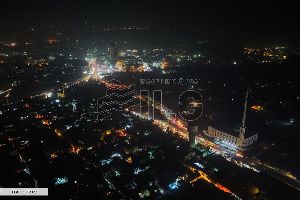 Night Drone Views of Damascus at the End of 2025