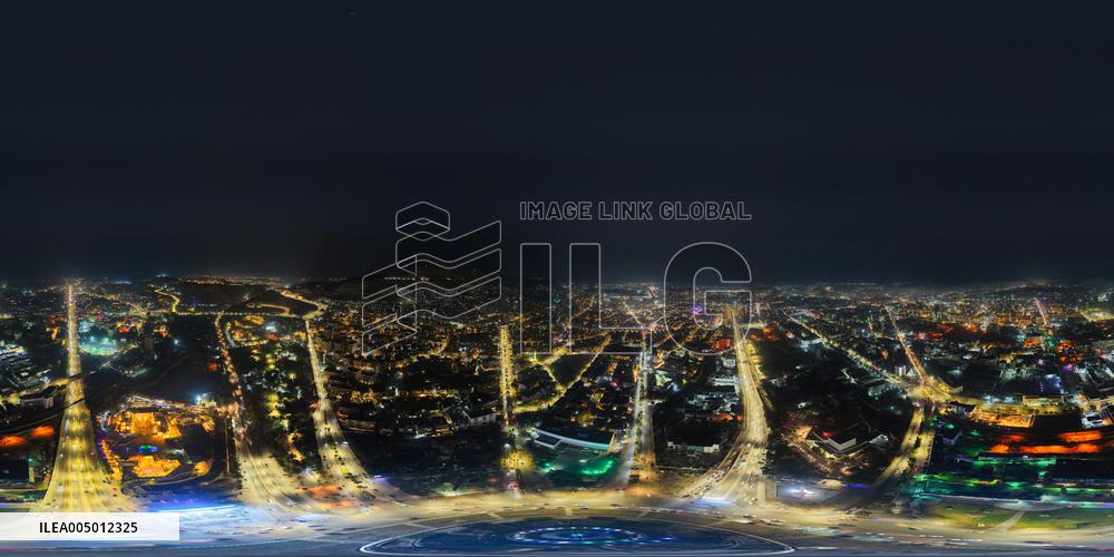 360-Degree Night Aerial View of Damascus