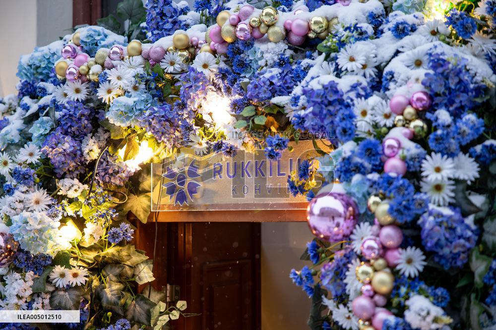 Holiday decorations in the Old Town of Tallinn