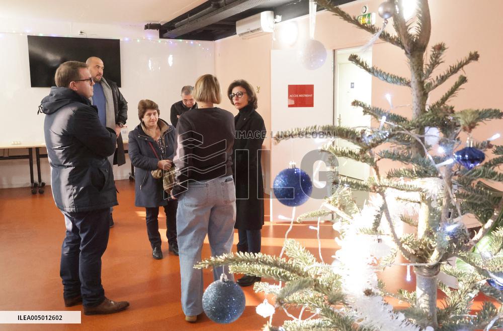 Exclu - Rachida Dati Visits the Emmaus Berthier Center - Paris