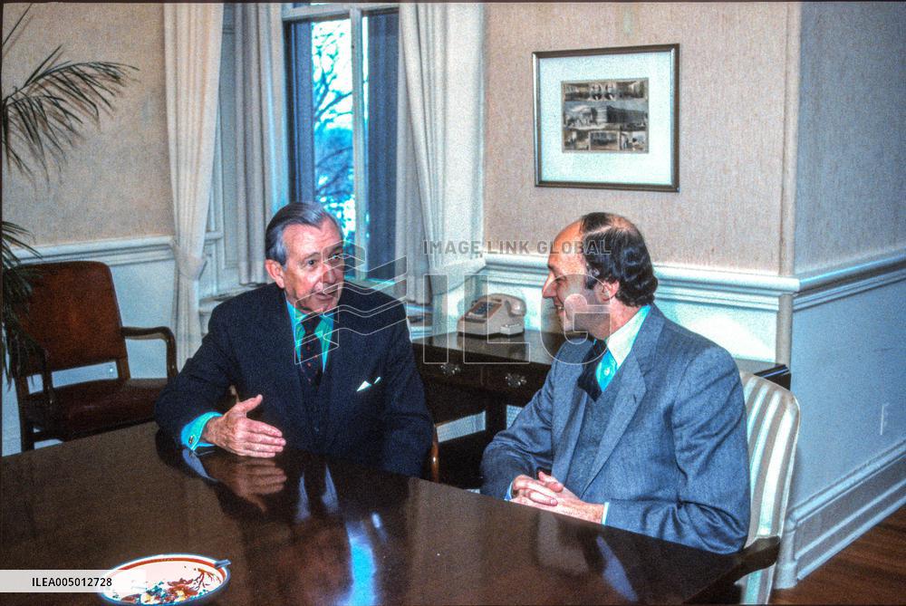 Regan Meets Fabius of France