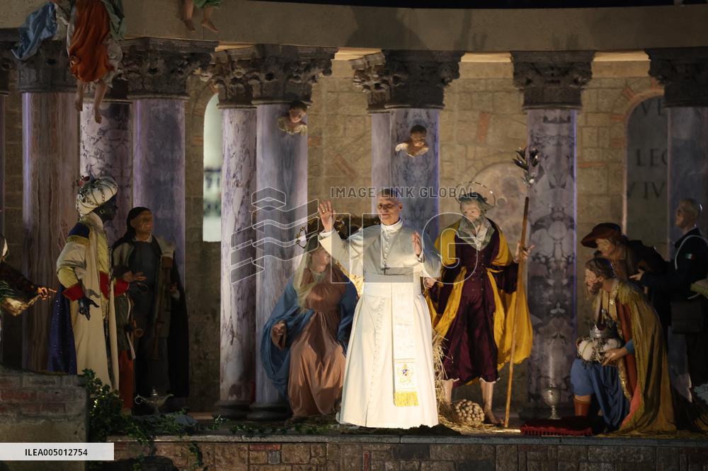 Pope Leo XIV Prays Before the Nativity Scene - Vatican