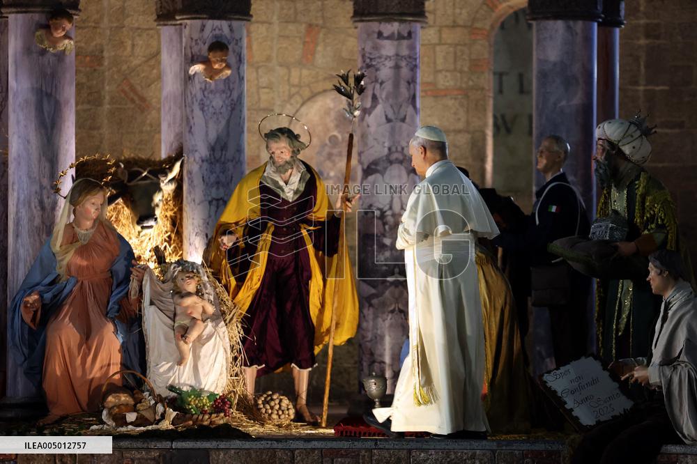 Pope Leo XIV Prays Before the Nativity Scene - Vatican