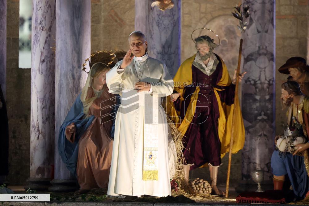 Pope Leo XIV Prays Before the Nativity Scene - Vatican