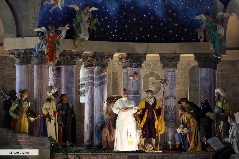 Pope Leo XIV Prays Before the Nativity Scene - Vatican