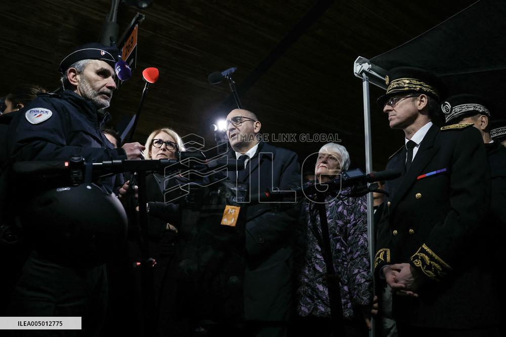French Interior Minister Visits Police Before New Year's Eve - Suburb of Paris