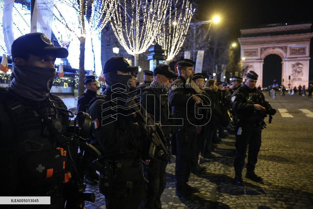 French Interior Minister Visits Law Enforcement Ahead Of New Year's Eve - France