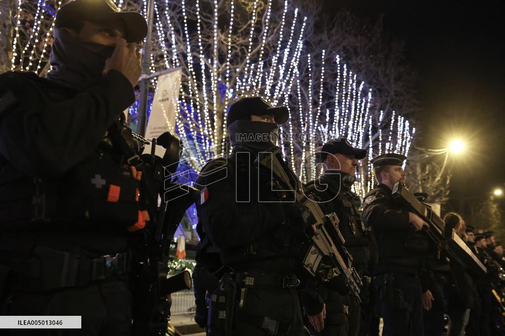 French Interior Minister Visits Law Enforcement Ahead Of New Year's Eve - France