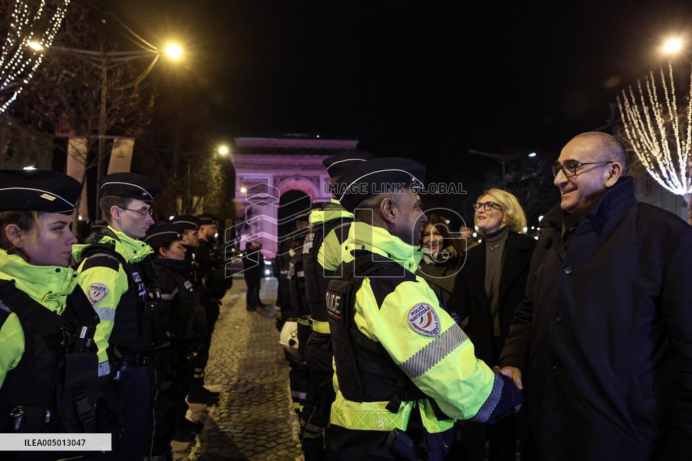 French Interior Minister Visits Law Enforcement Ahead Of New Year's Eve - France