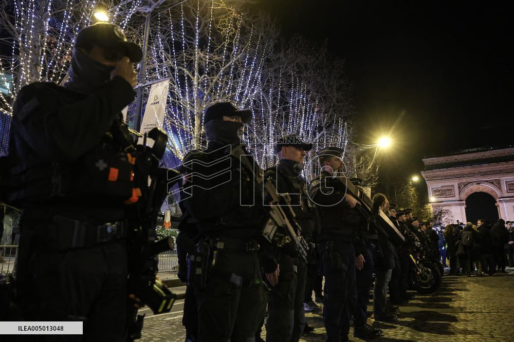 French Interior Minister Visits Law Enforcement Ahead Of New Year's Eve - France