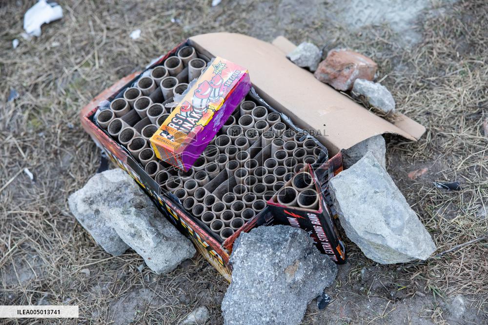 Garbage after the New Year's Eve celebrations