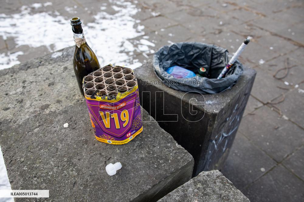 Garbage after the New Year's Eve celebrations