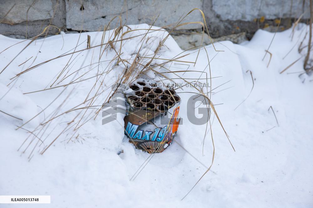 Garbage after the New Year's Eve celebrations