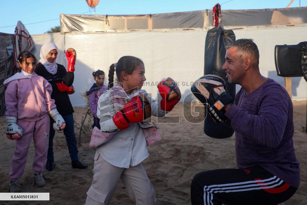 Boxing Training Session at A Displacement Camp - Khan Younis